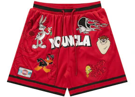 YoungLA x Looney Tunes Embroidered Patch Shorts Red