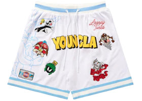 YoungLA x Looney Tunes Embroidered Patch Shorts White