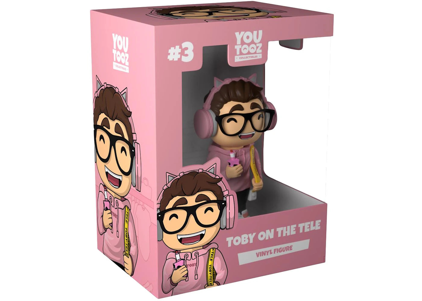 Youtooz Toby on the Tele Vinyl Figure Ambiguous Pink/Off White