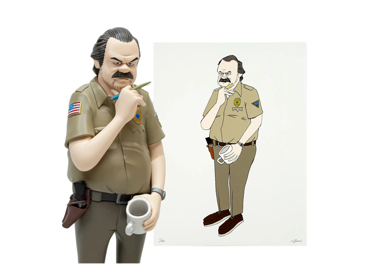 Yusuke Hanai Stranger Things "Coffee and Contemplation" Jim Hopper Sculpture & Print Set (Edition of 100)