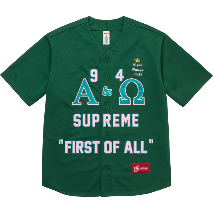 Supreme Alpha Omega Baseball Jersey - Green