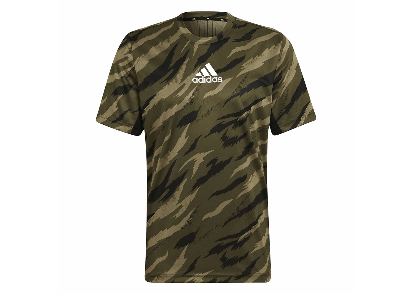 adidas AEROREADY Feelstrong Camo Sport Tee Focus Olive/White