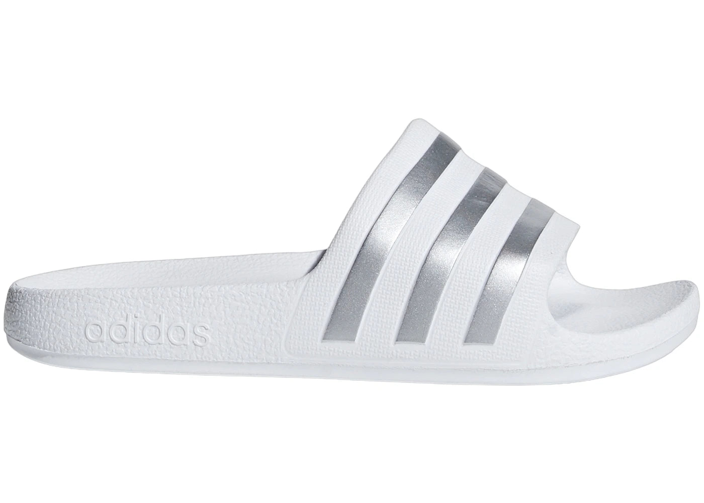 adidas Adilette Aqua Slides Cloud White Silver Metallic (GS)