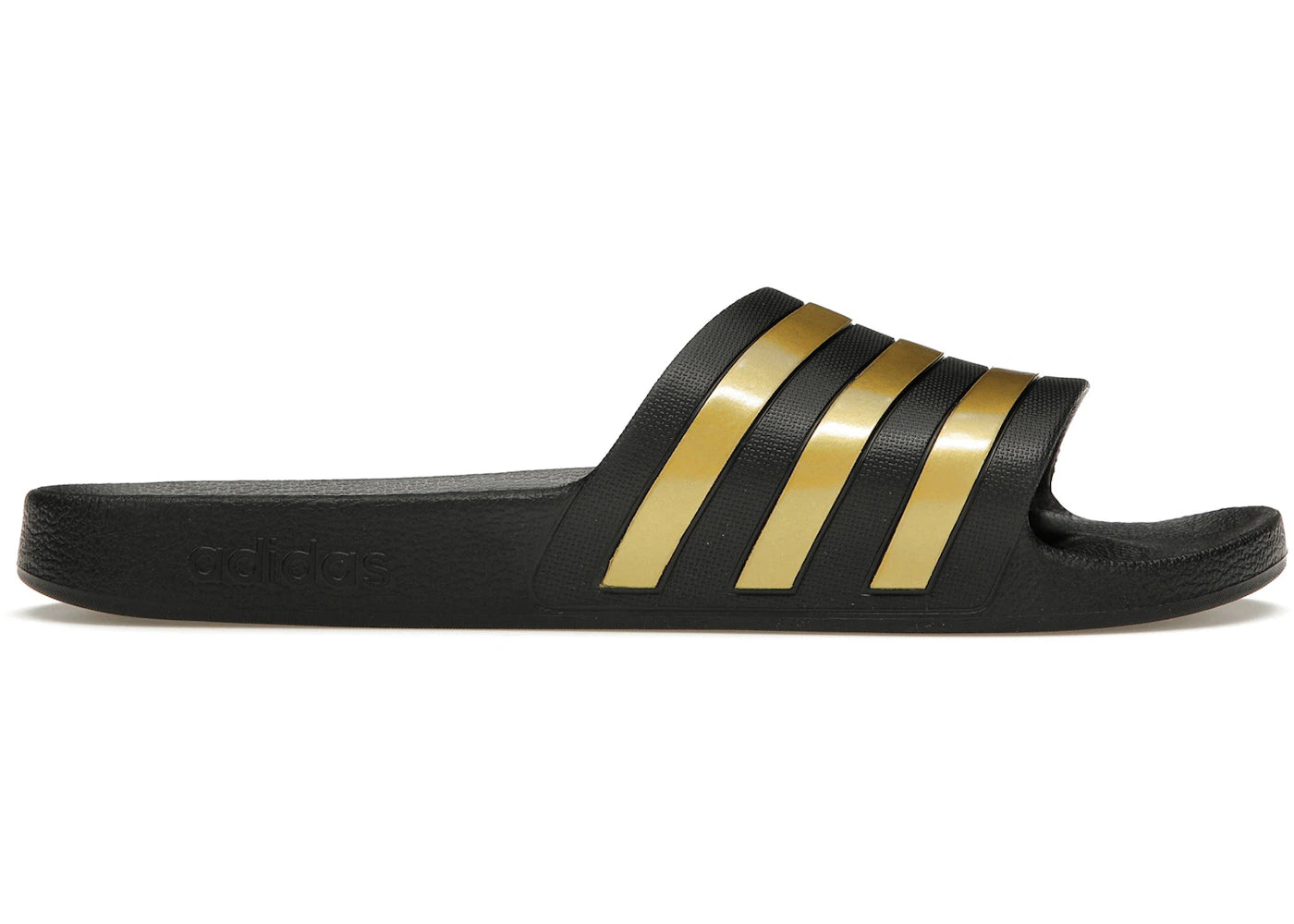 adidas Adilette Aqua Slides Core Black Gold Metallic