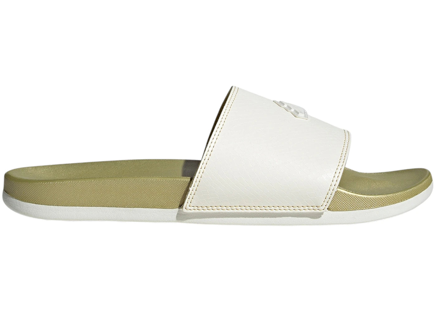 adidas Adilette Comfort Slides Core White Gold Metallic