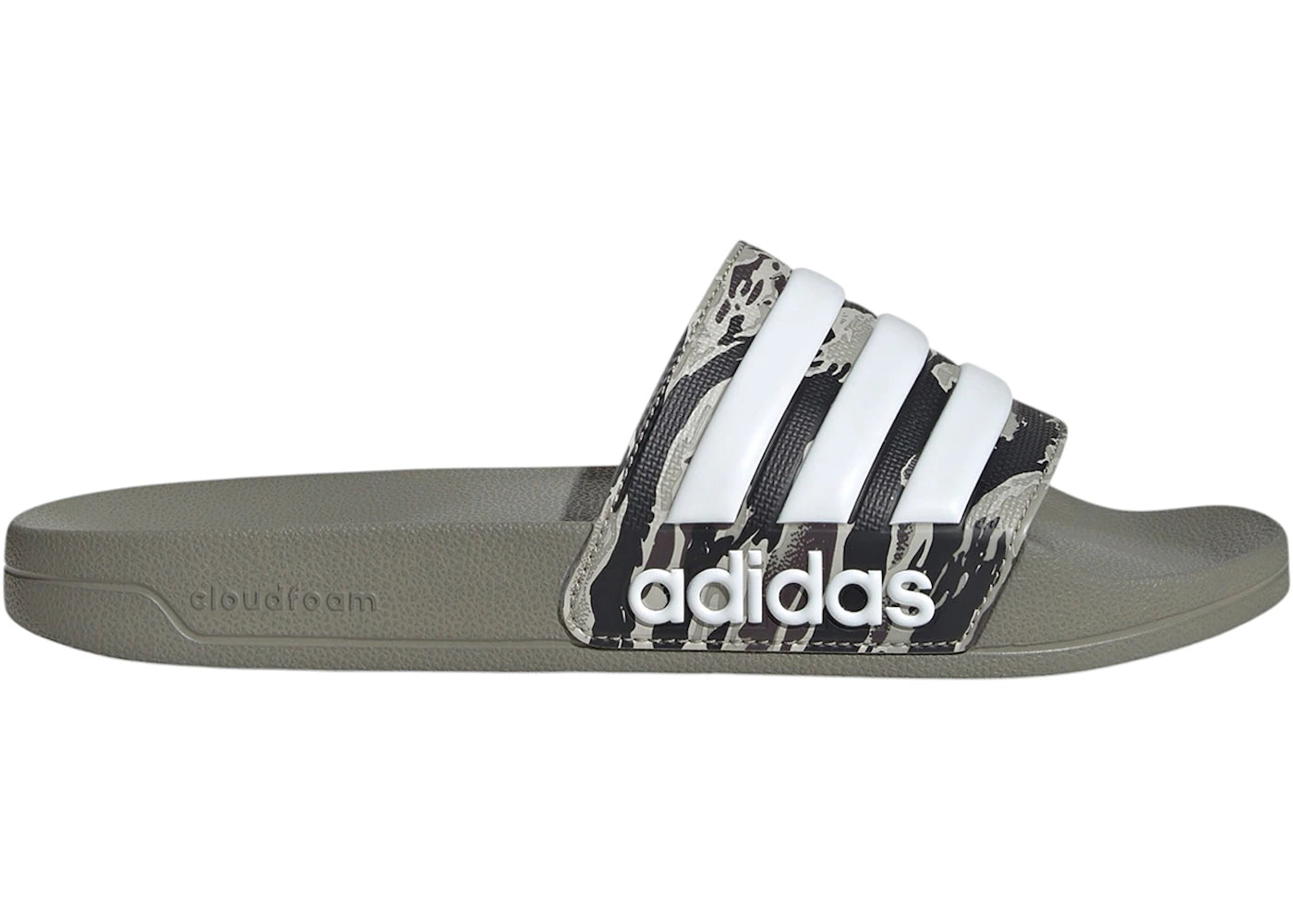 adidas Adilette Shower Slides Silver Pebble White