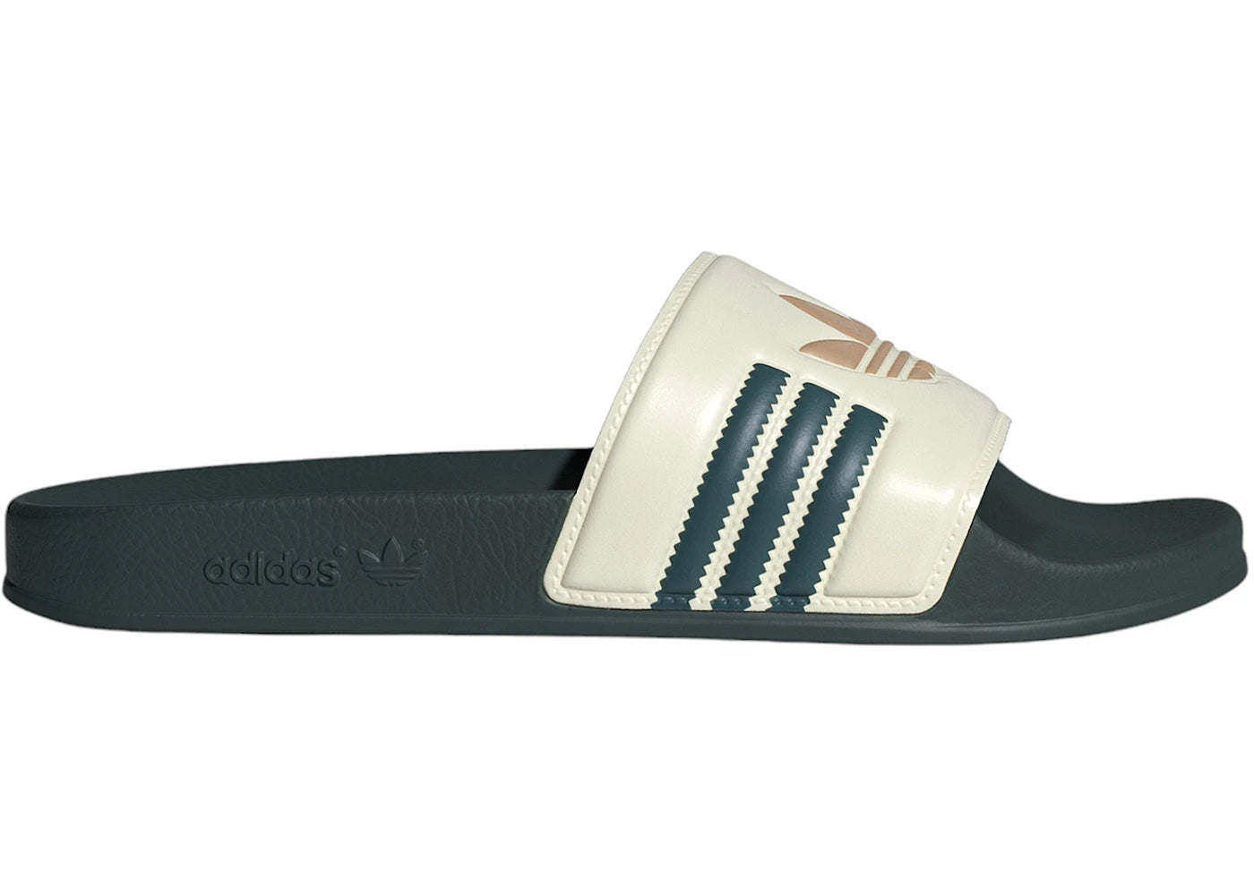 adidas Adilette Slides Cream White Mineral Green Warm Sandstone