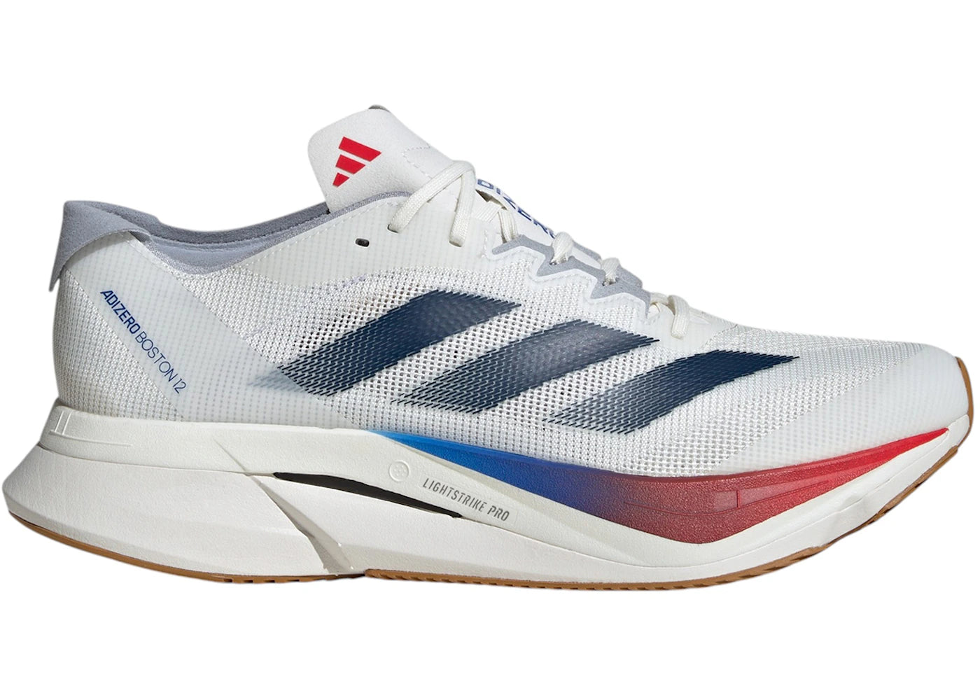 adidas Adizero Boston 12 Core White Dark Blue Pure Ruby