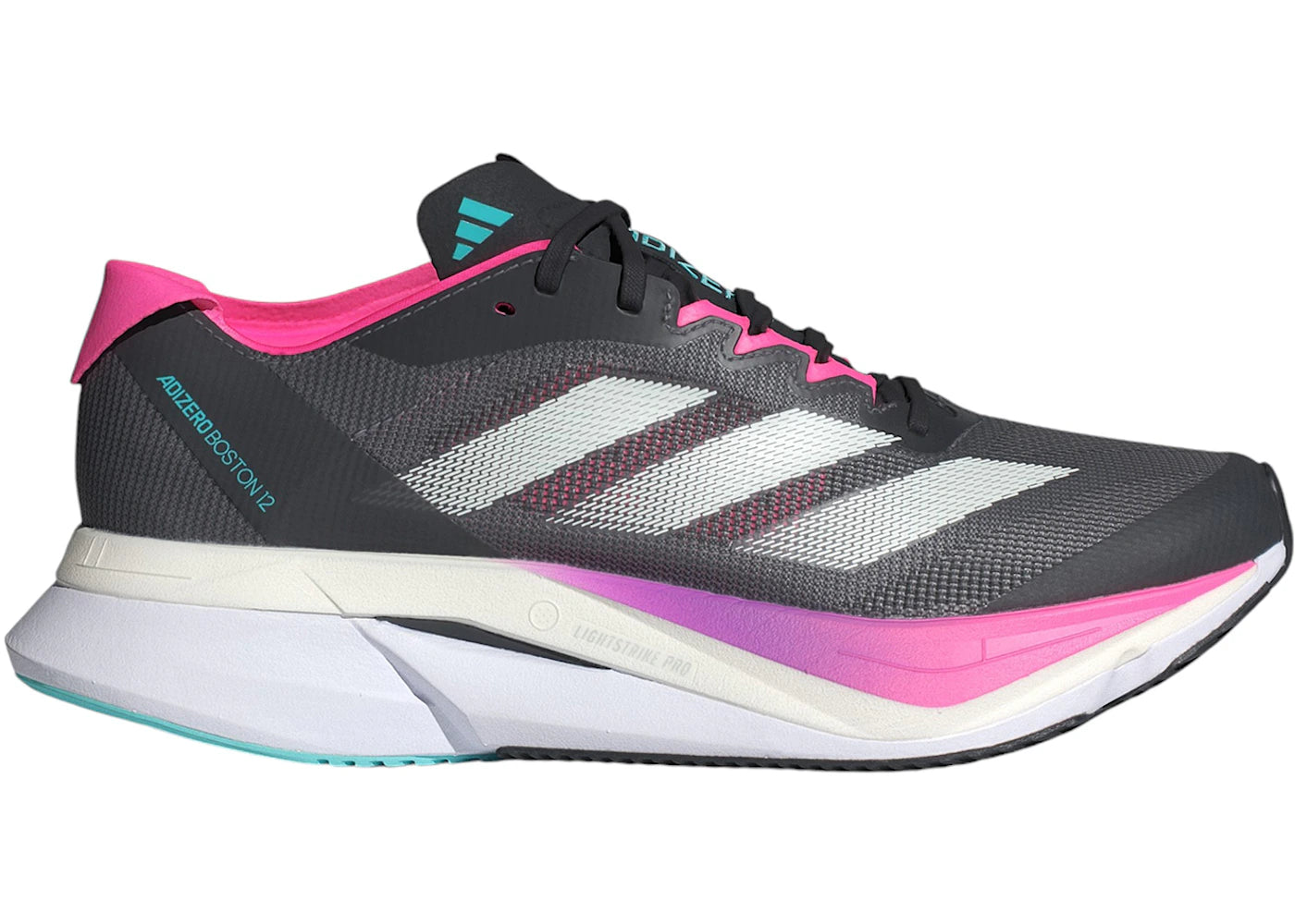 adidas Adizero Boston 12 Grey Five Crystal Jade Lucid Pink (Women's)