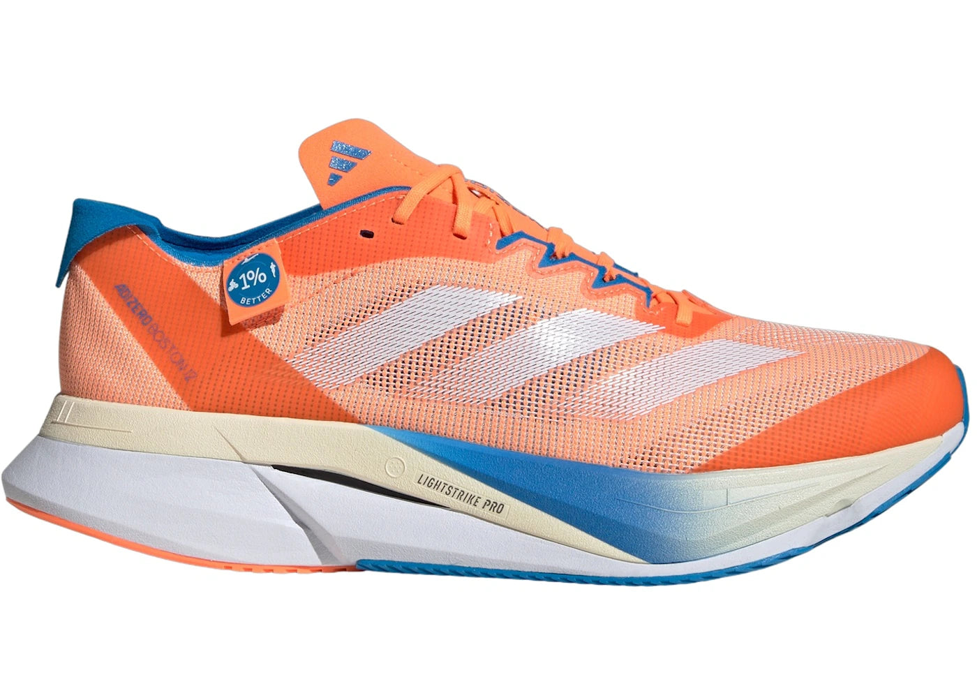adidas Adizero Boston 12 Wide Chris Nikic Screaming Orange Cloud White Bright Blue
