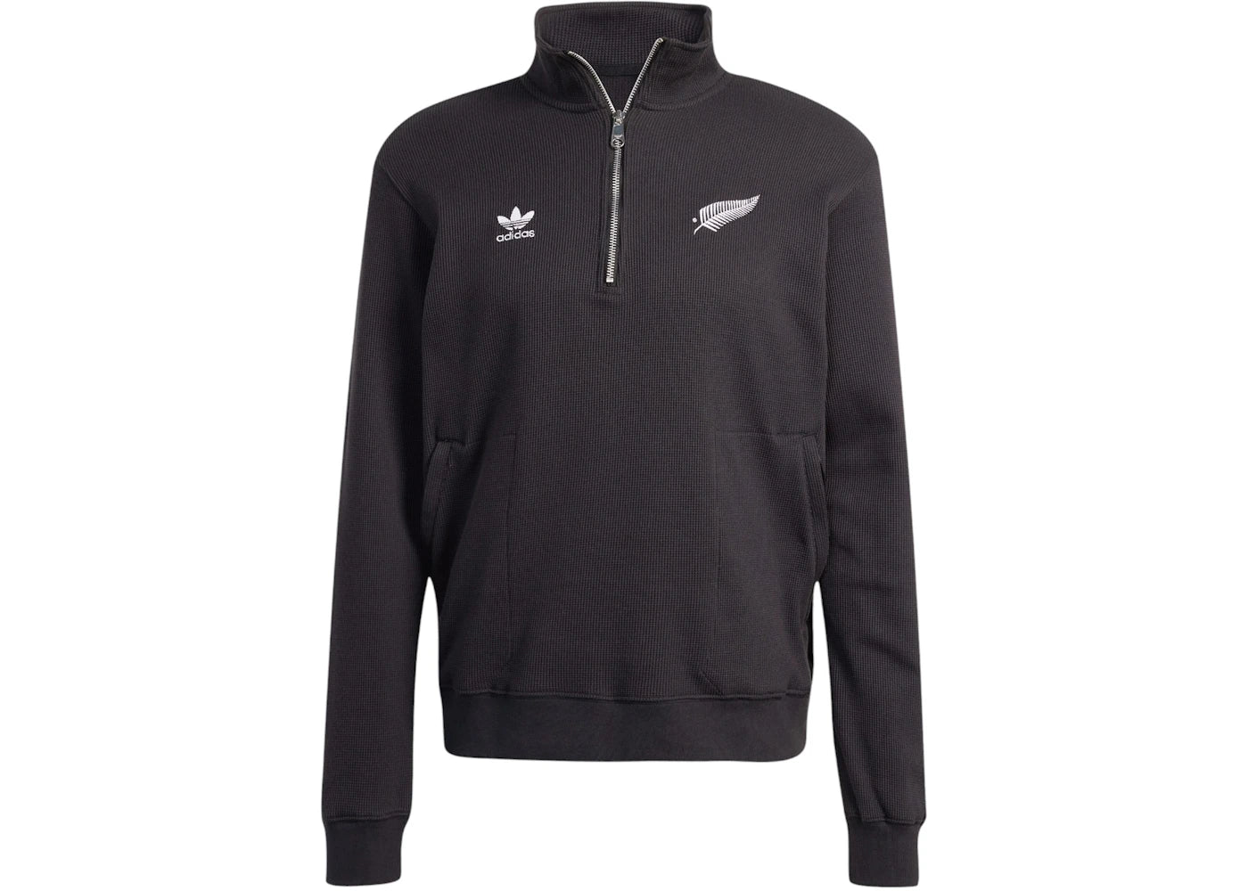 adidas All Blacks Essentials Half-Zip Waffle Sweatshirt All Black