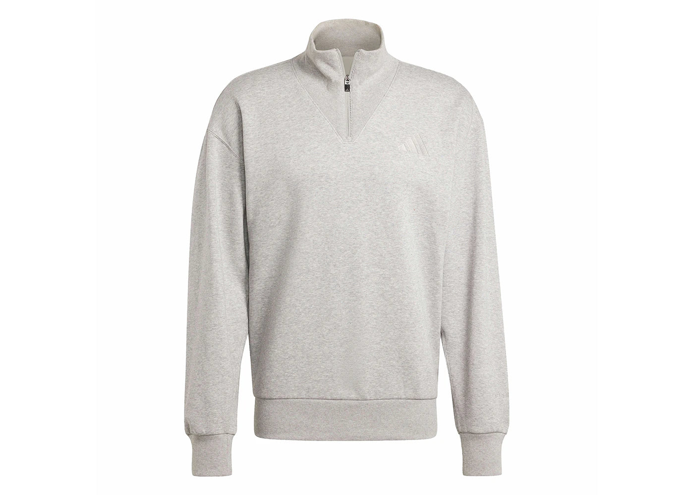 adidas All Szn Fleece Quarter-Zip Crew Sweatshirt Medium Grey Heather