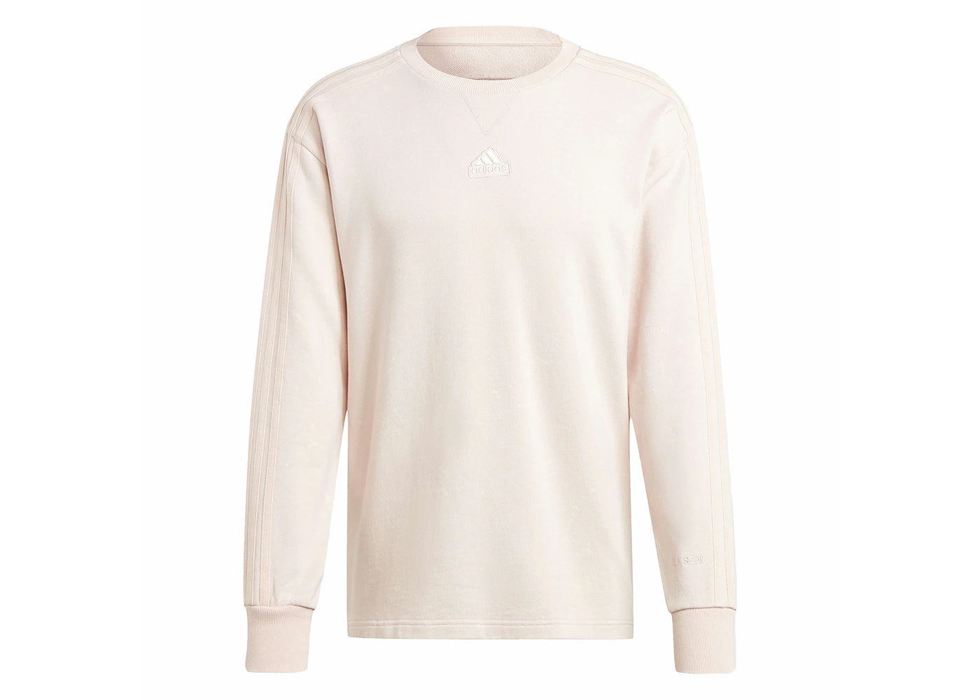 adidas All Szn French Terry 3-Stripes Garment Wash Crew Sweatshirt Putty Mauve