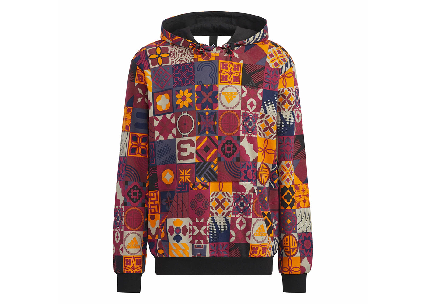 adidas CNY Allover Print Hoodie Shadow Red