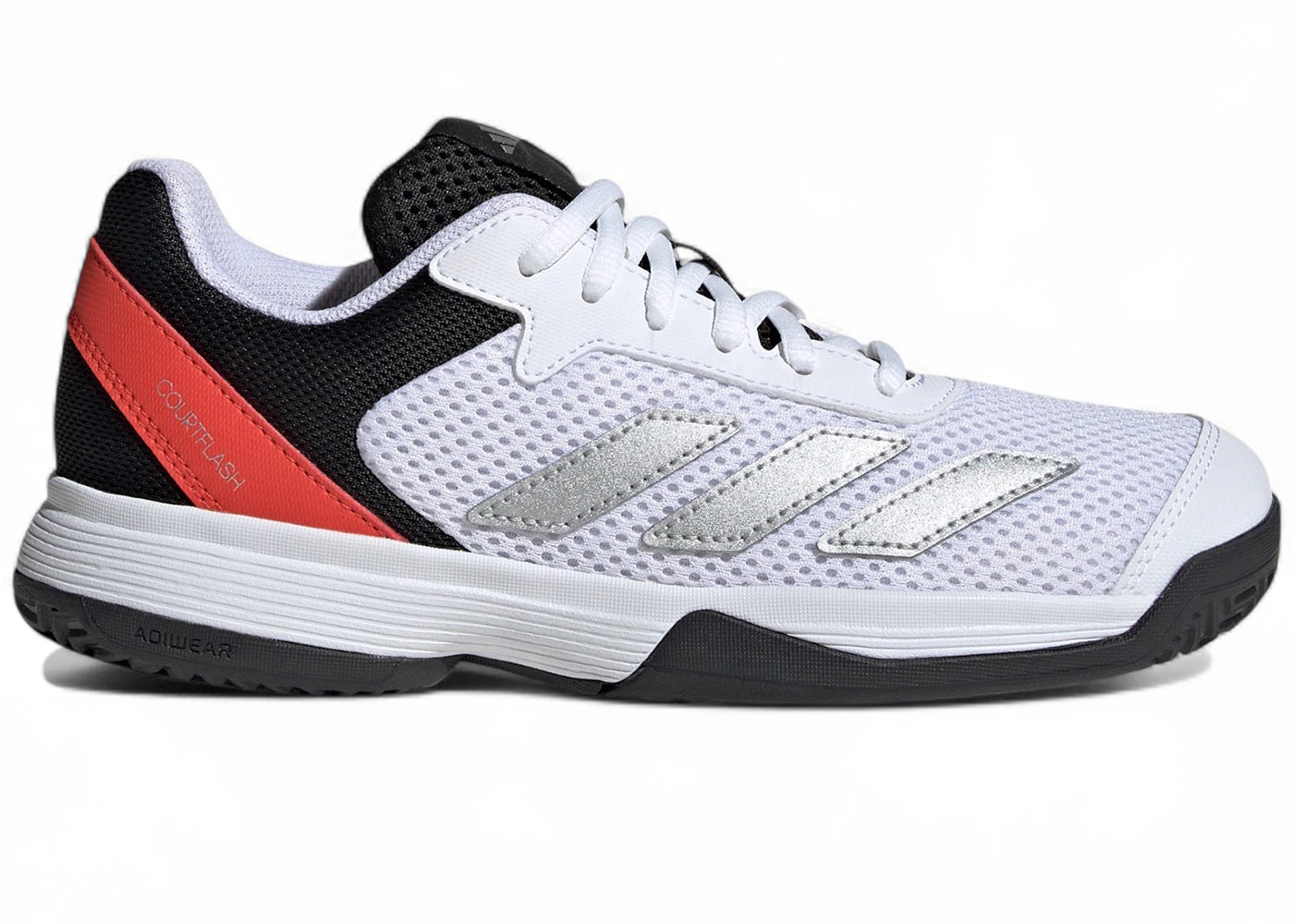 adidas Courtflash Cloud White Silver Metallic Bright Red (PS/GS)