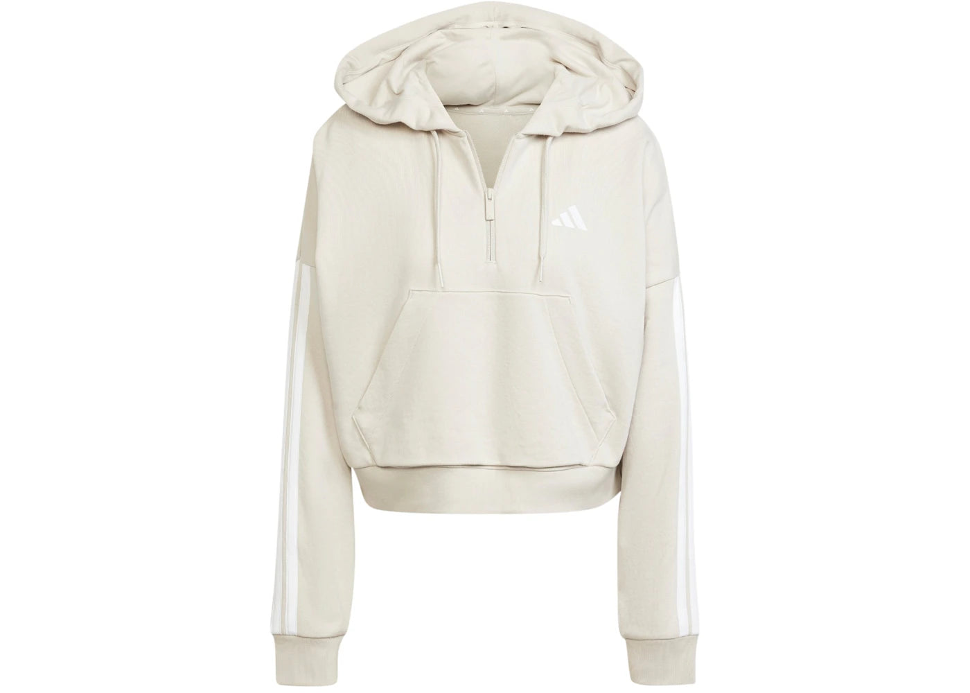 adidas Essentials 3-Stripes French Terry Quarter-Zip Hoodie Wonder Alumina/White