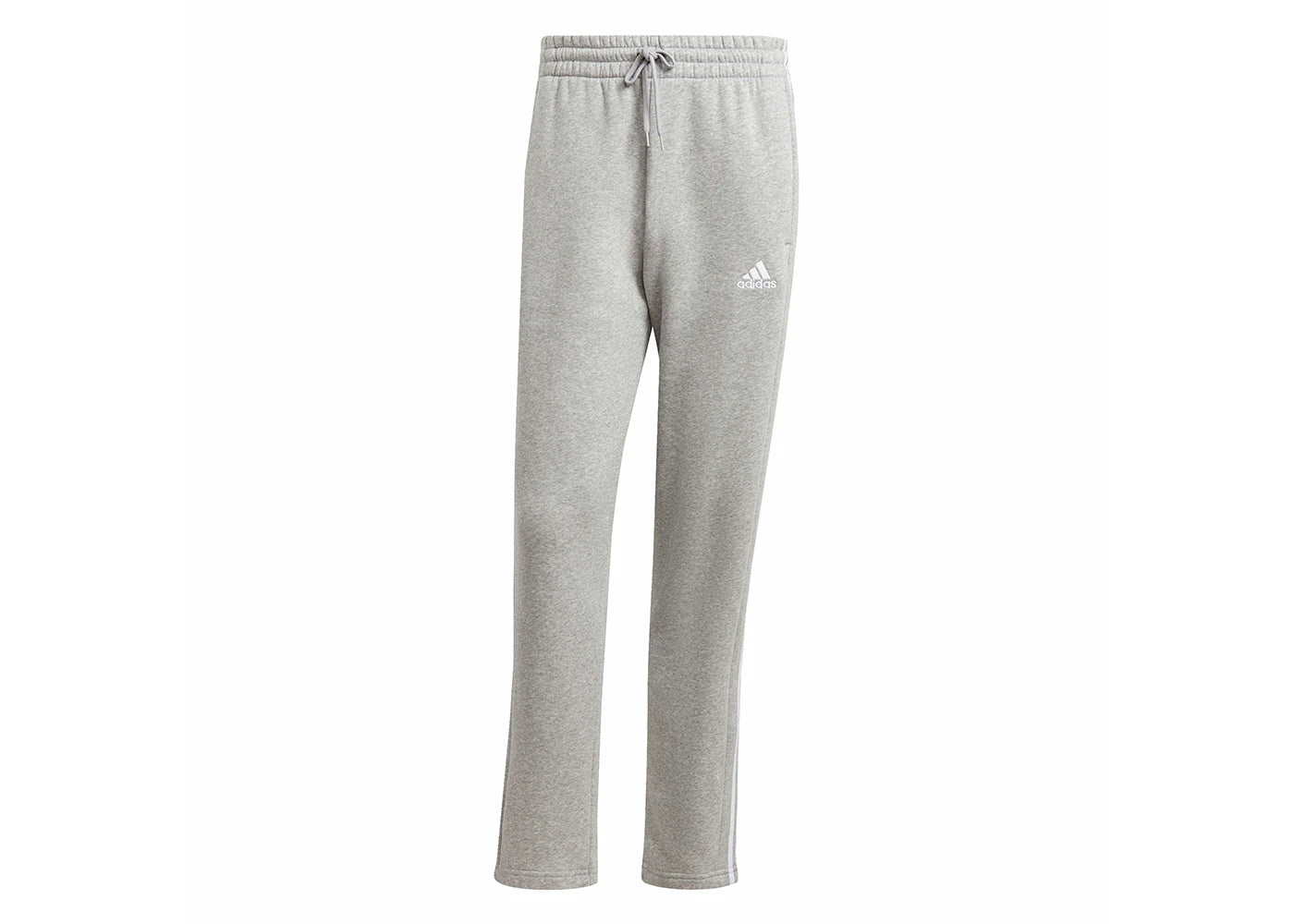 adidas Essentials 3-Stripes Open Hem Fleece Pants Medium Grey Heather