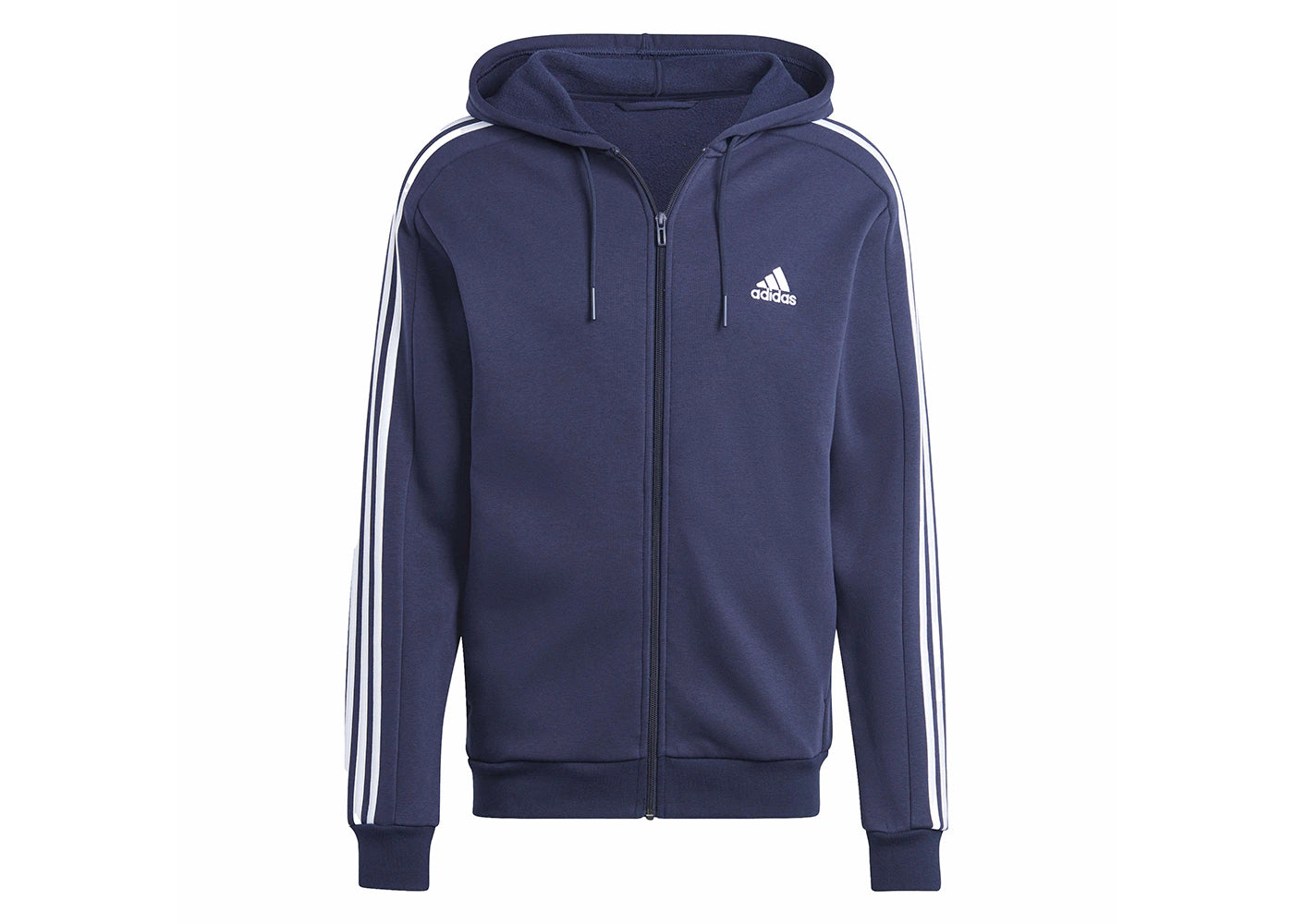 adidas Essentials Fleece 3-Stripes Full-Zip Hoodie Legend Ink