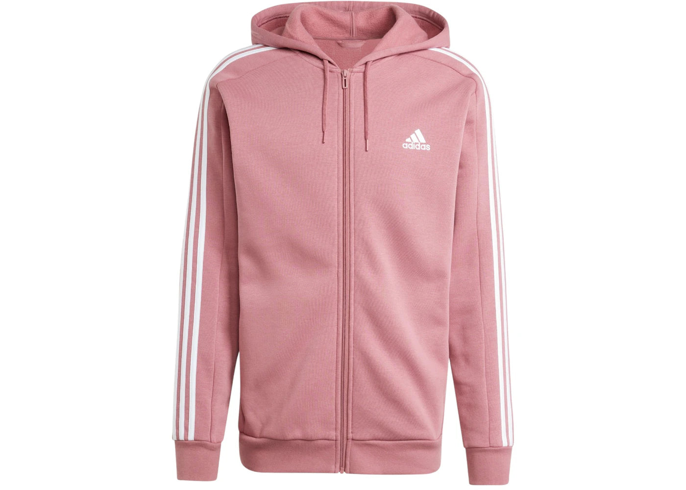 adidas Essentials Fleece 3-Stripes Full-Zip Hoodie Preloved Crimson