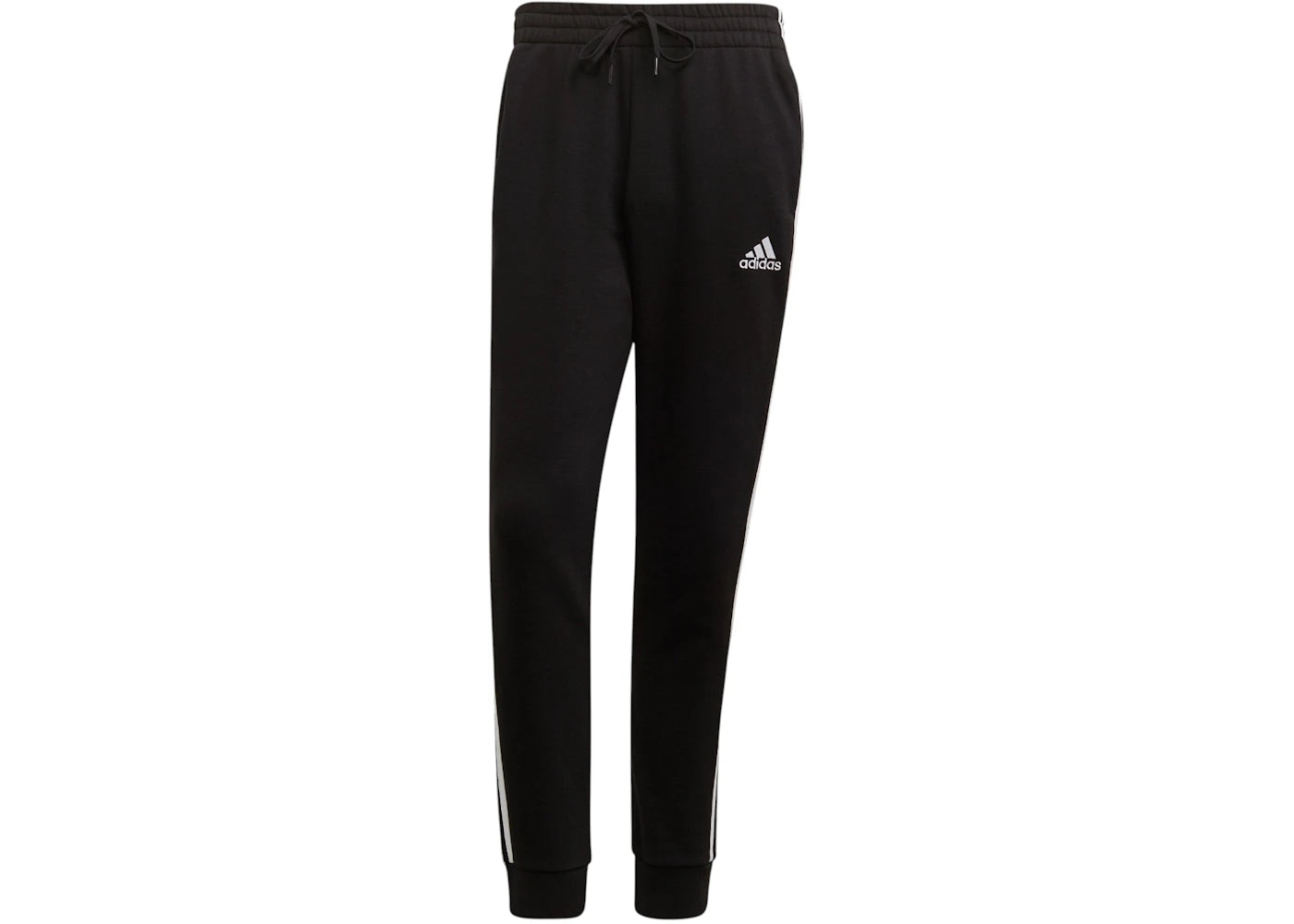 adidas Essentials Fleece Tapered Cuff 3-Stripes Joggers Black White