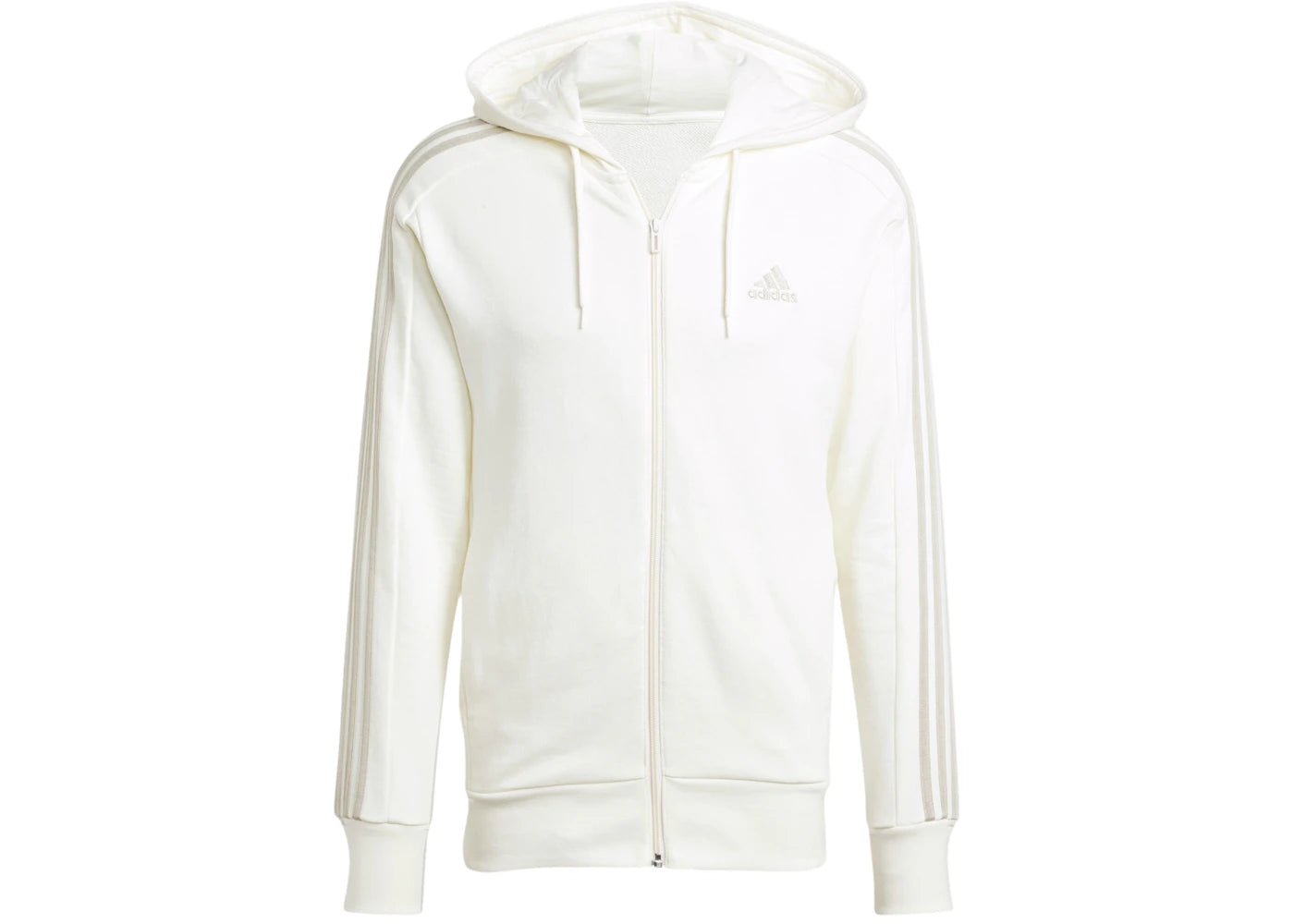 adidas Essentials French Terry 3-Stripes Full-Zip Hoodie Off White
