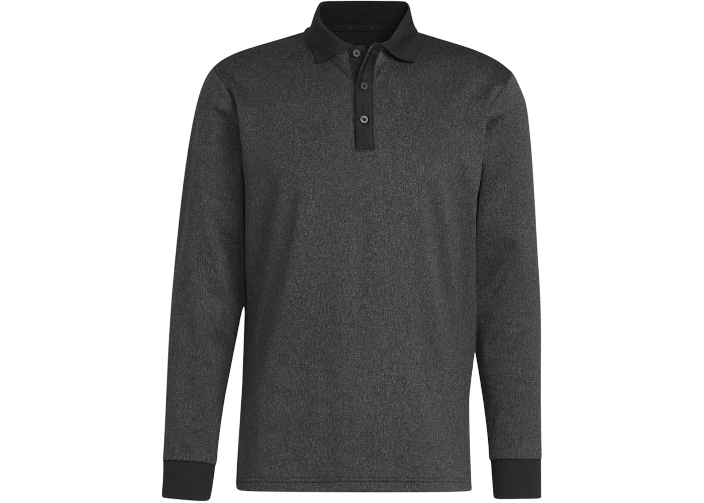 adidas Essentials Heathered Long Sleeve Polo Shirt Black Melange