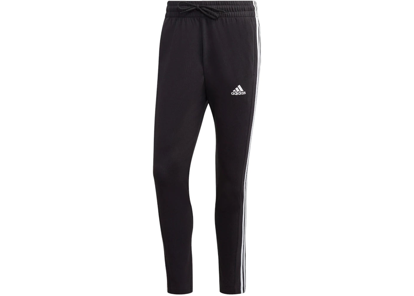 adidas Essentials Single Jersey Tapered Open Hem 3-Stripes Pant Black/White