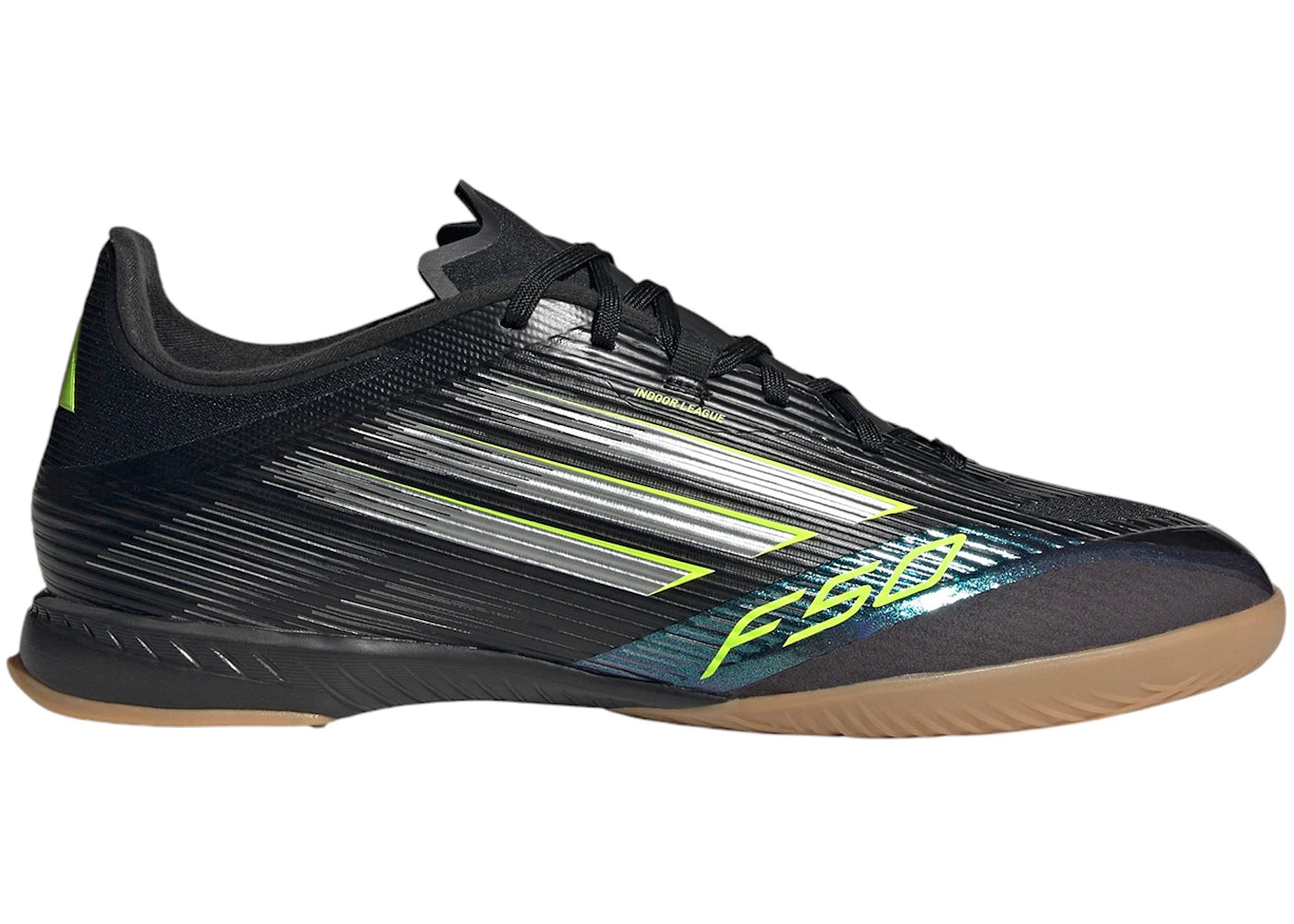 adidas F50 League Indoor Core Black Iron Metallic Lucid Lemon