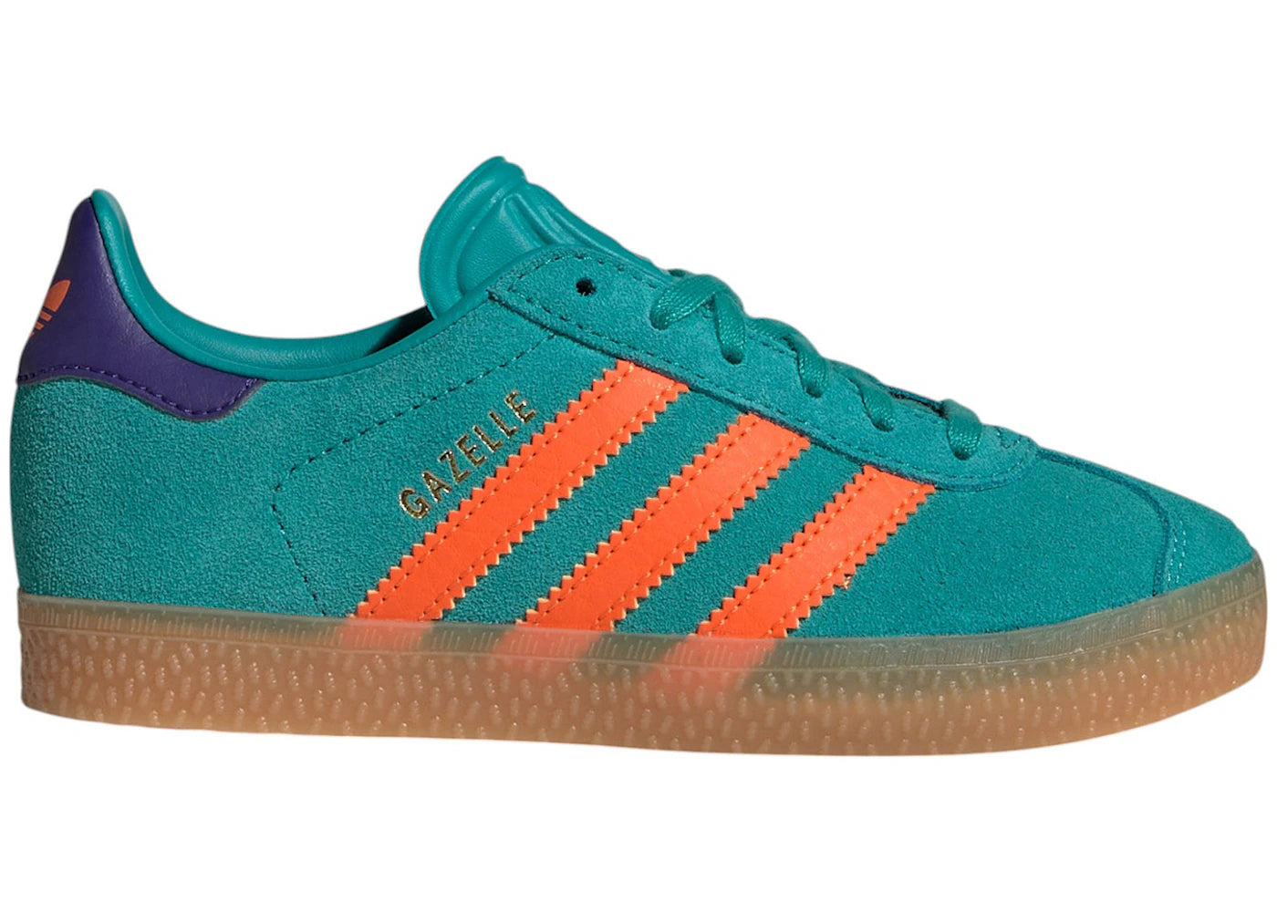 adidas Gazelle Pure Teal Impact Orange Collegiate Purple (PS)
