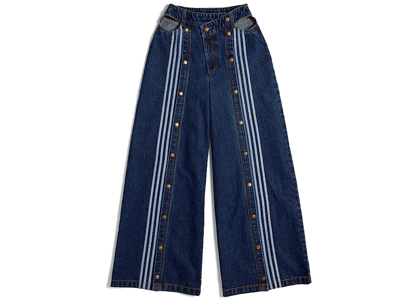 adidas Ivy Park Women's Denim Wide-Leg Snap Pants Dark Denim