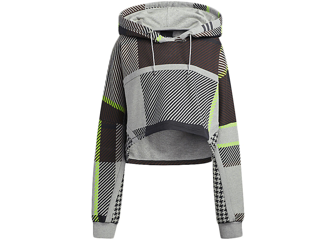 adidas Ivy Park Halls of Ivy Allover Print Cropped Hoodie Medium Grey Heather/Black/Brown