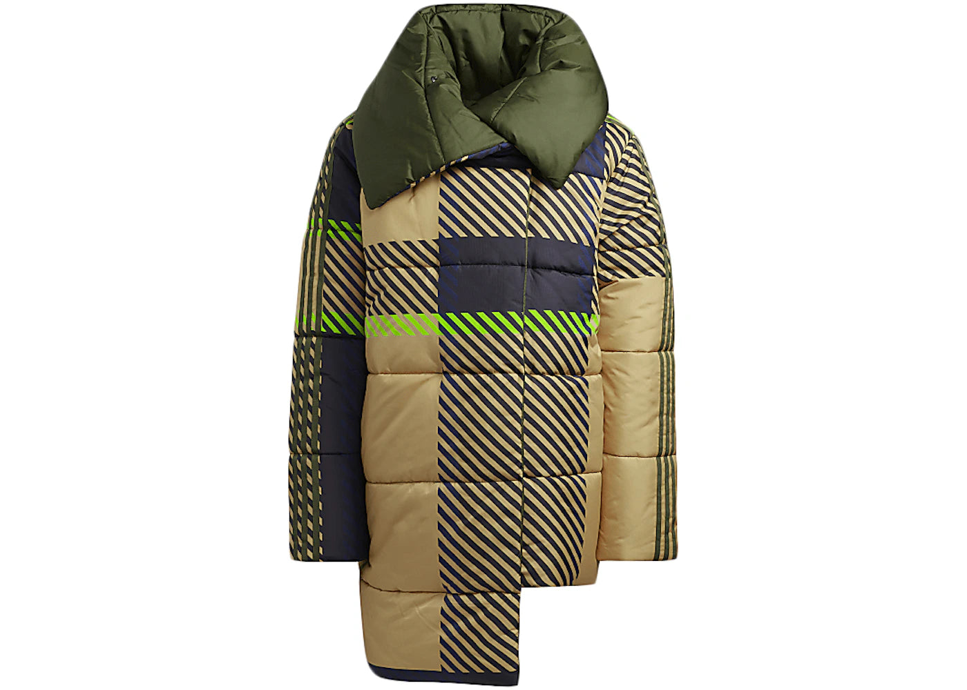 adidas Ivy Park Halls of Ivy Reversible Asymmetrical Puffer Jacket 2.0 (All Gender) Pyrite/Dark Blue/Wild Pine/Black