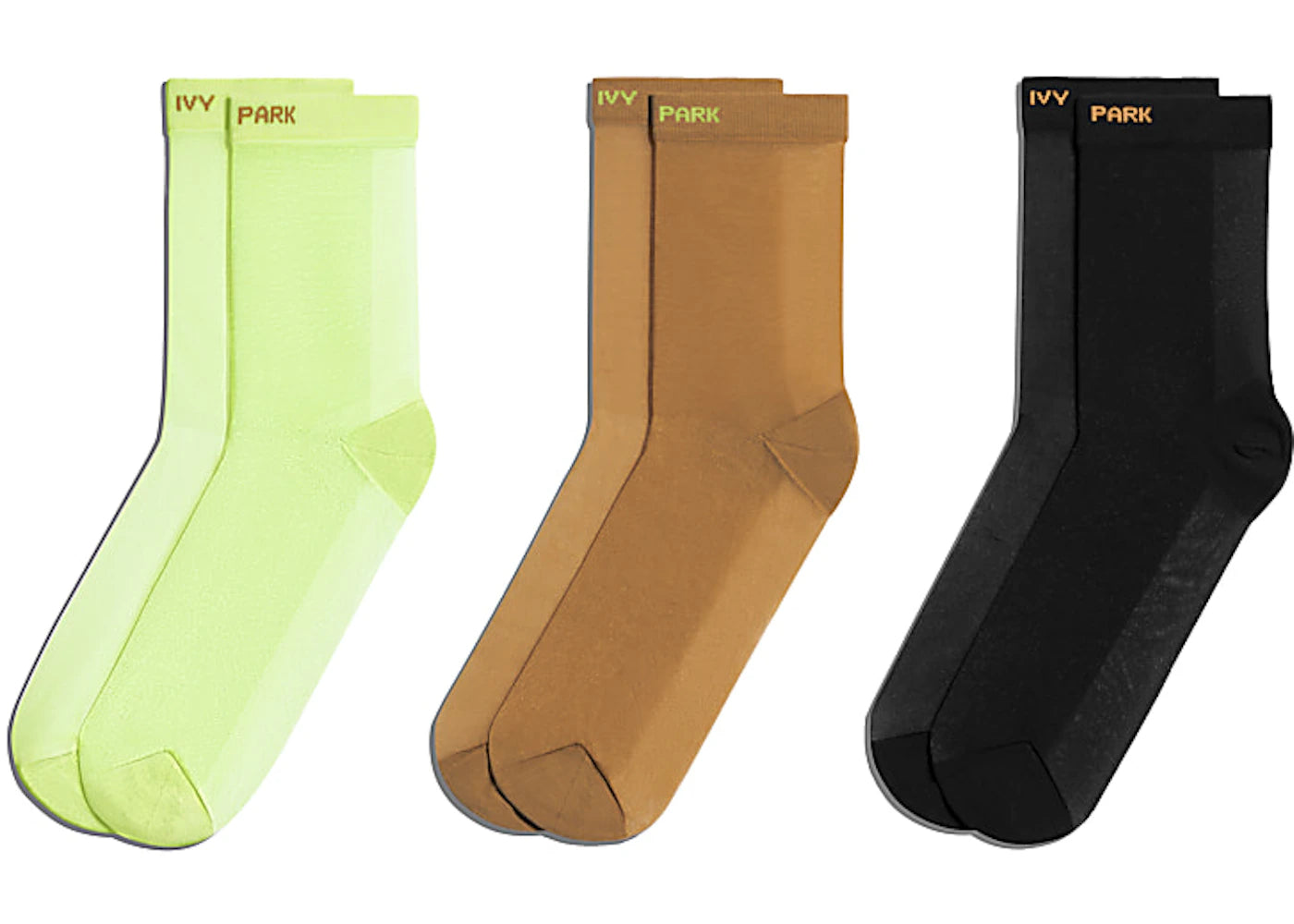 adidas Ivy Park Sheer Socks 3-Pack Hi Res Yellow/Mesa/Black