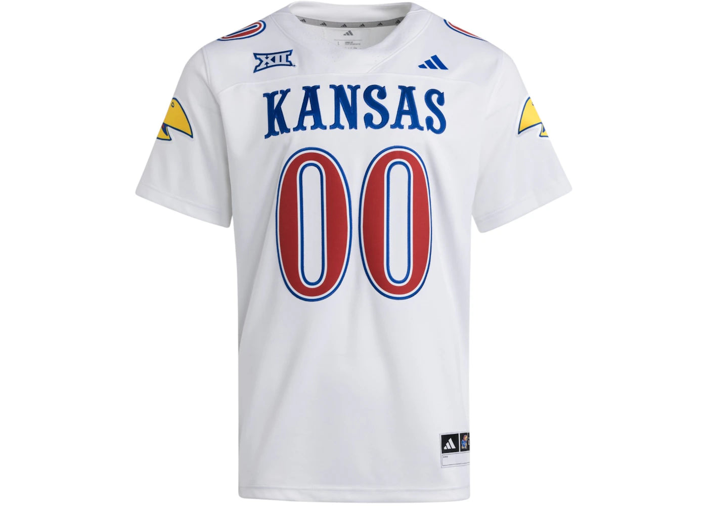 adidas Jayhawks Premier Strategy Jersey Kansas White Royal Blue