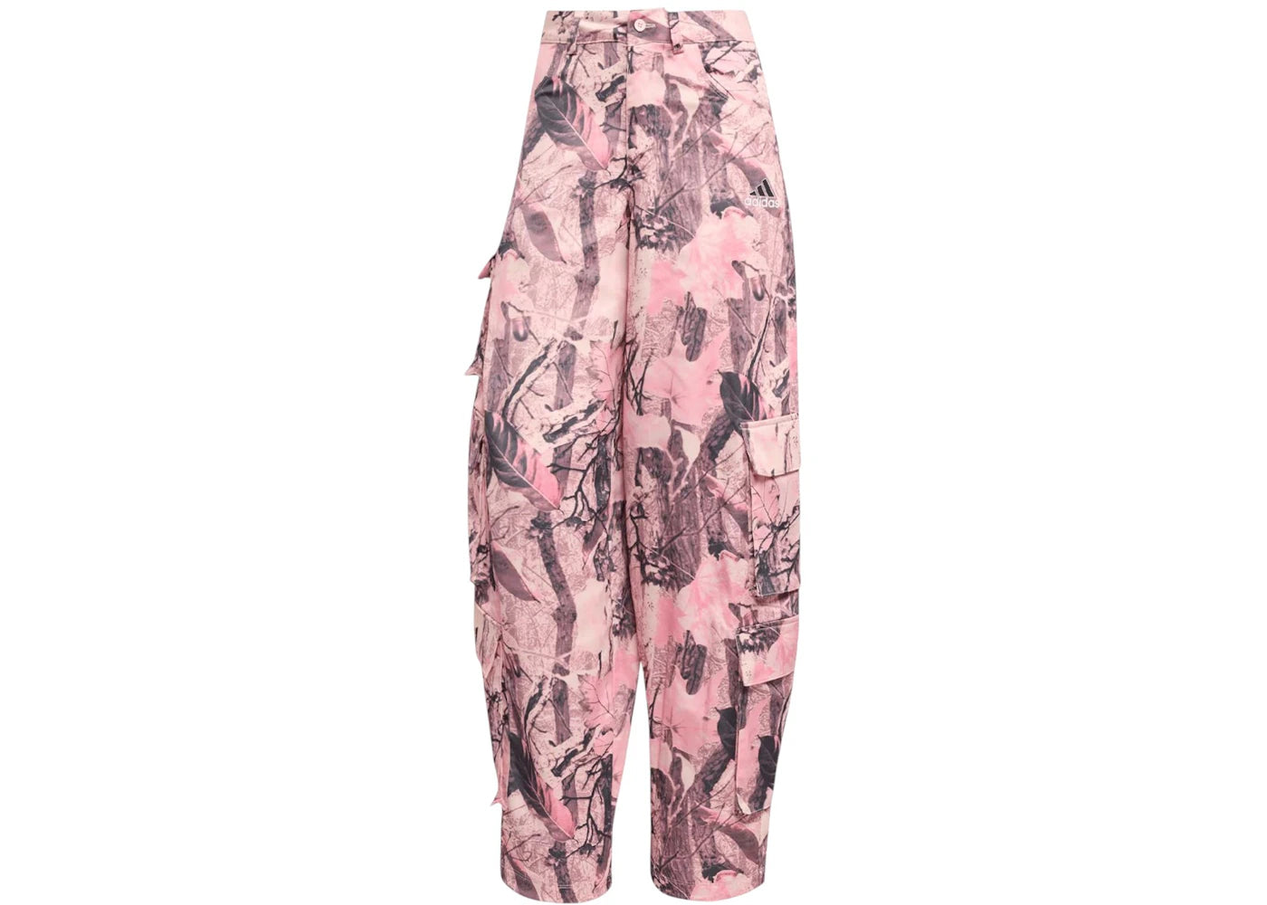 adidas Leaf Cargo Print Satin Pants Pink Camo