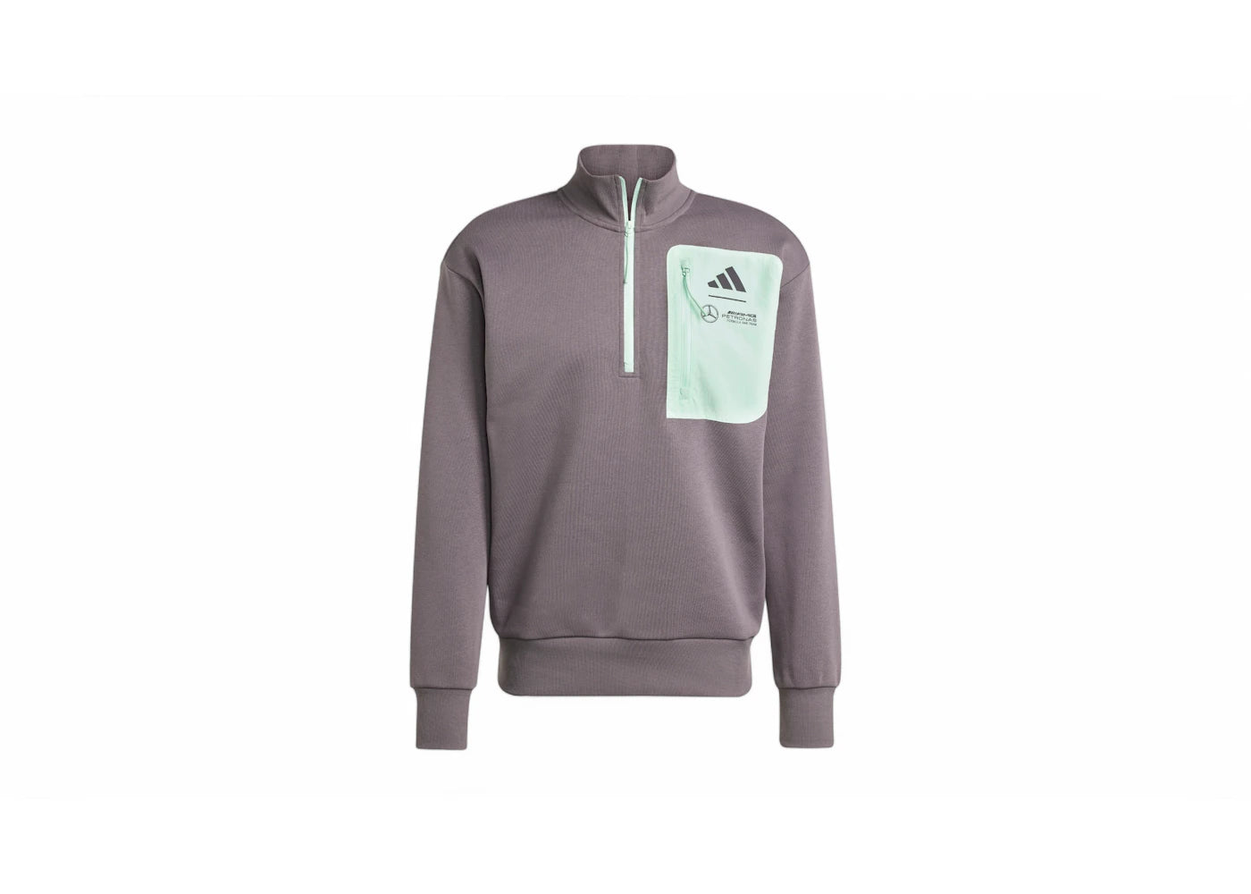 adidas Mercedes AMG Petronas Formula Team Premium Woven Fleece Top Grey Strata/Frozen Green