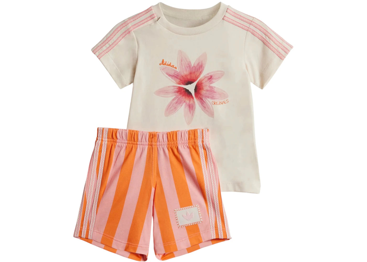 adidas Originals Toddler Summer Glow Tee & Short Set Wonder White/Semi Pink Spark/Semi Solar Orange