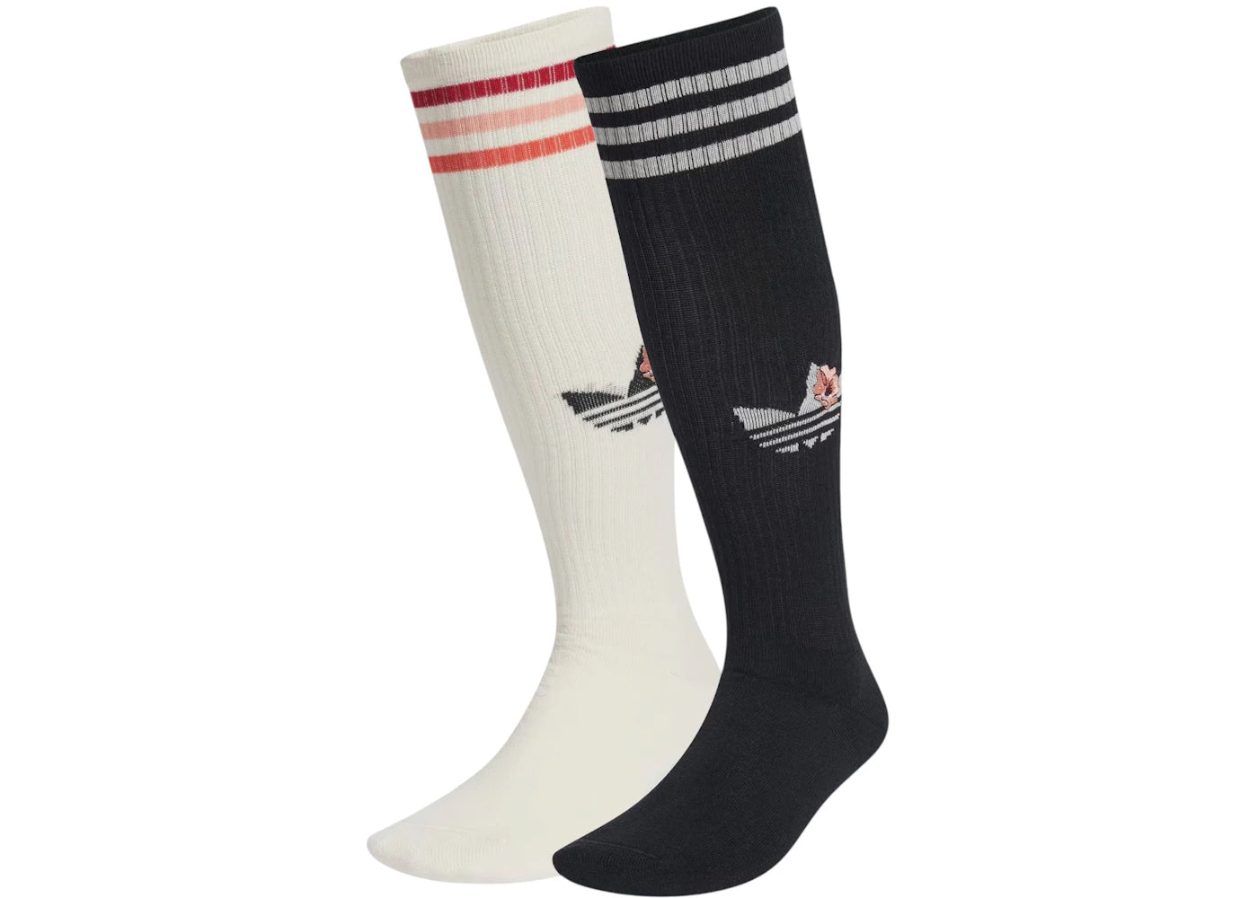 adidas Originals x Liberty London Knee Socks 2 Pairs Chalk White/Black/Collegiate Burgundy