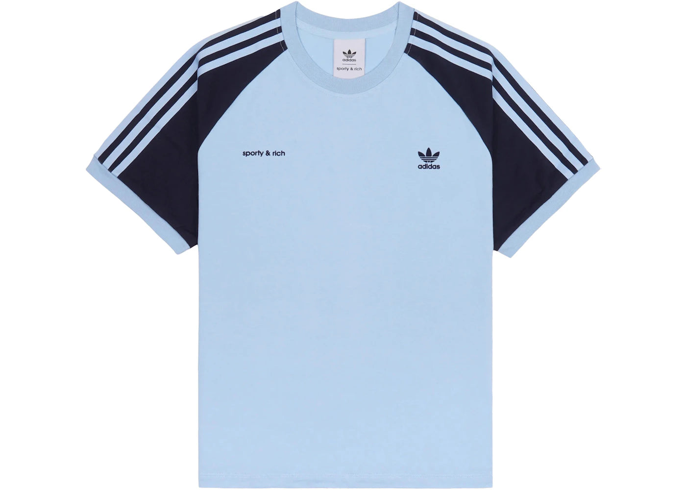 adidas Originals x Sporty & Rich Ringer Tee Baby Blue/Navy