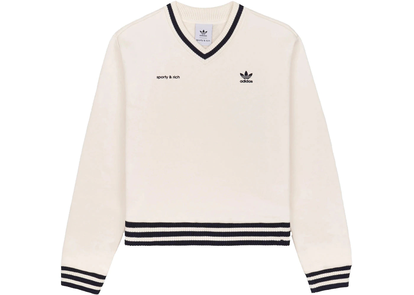 adidas Originals x Sporty & Rich V-Neck Sweatshirt Cream/Navy