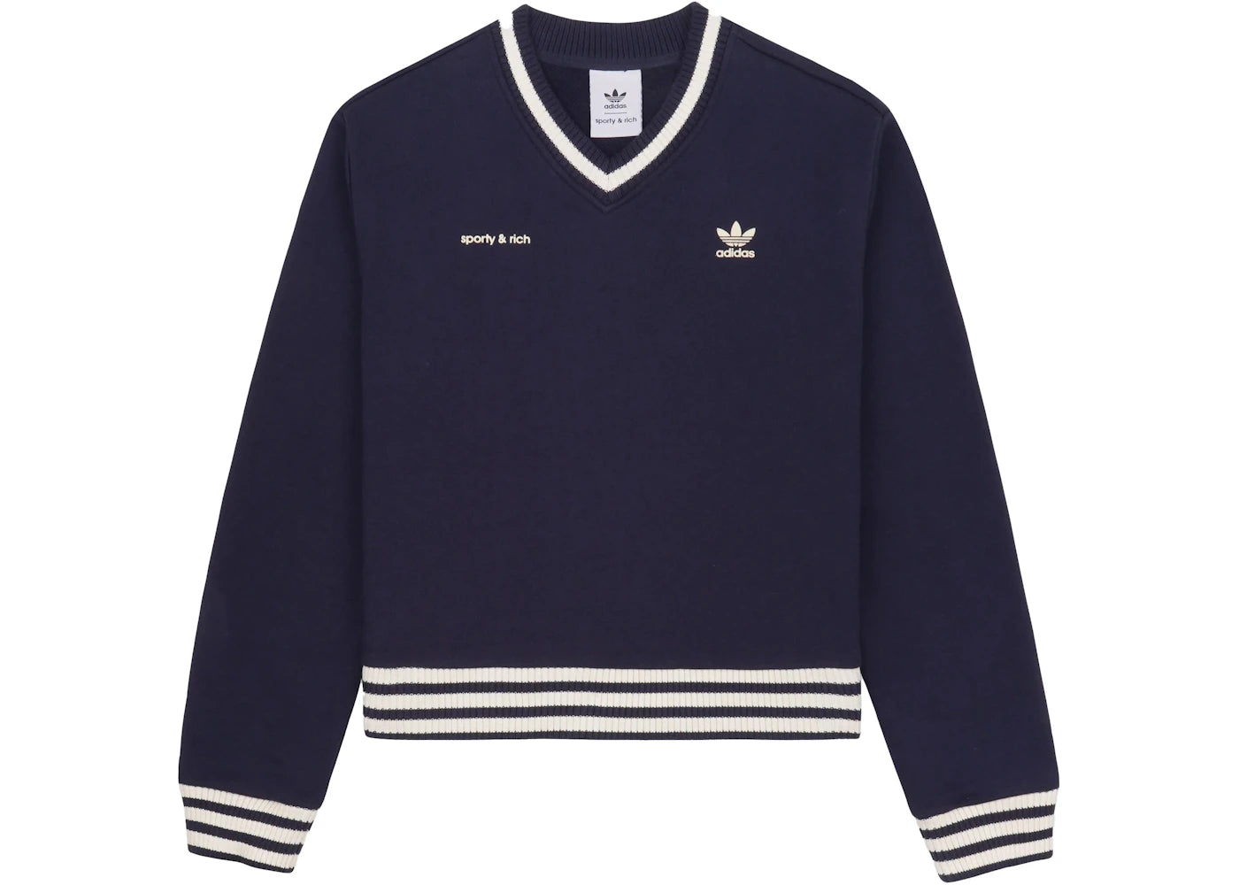 adidas Originals x Sporty & Rich V-Neck Sweatshirt Navy/Cream