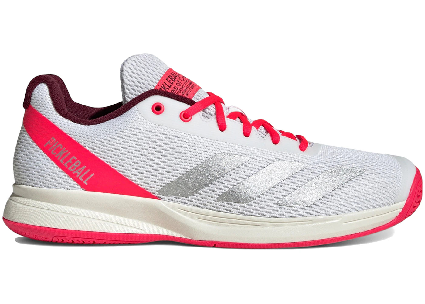 adidas Pickleball Cloud White Silver Metallic Lucid Red