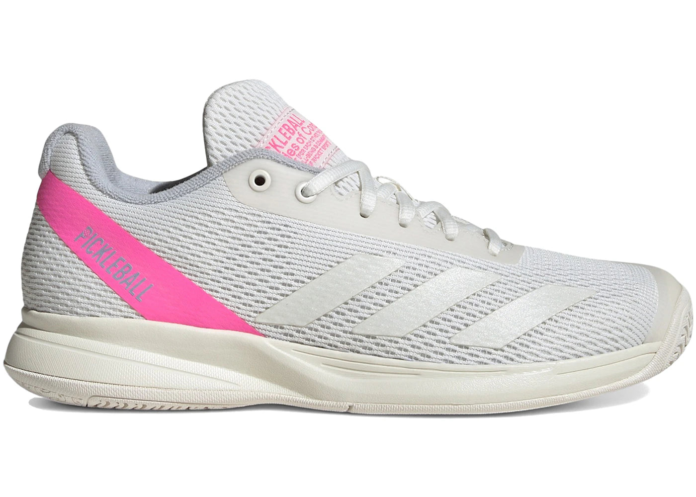 adidas Pickleball Core White Silver Metallic Lucid Pink (Women's)