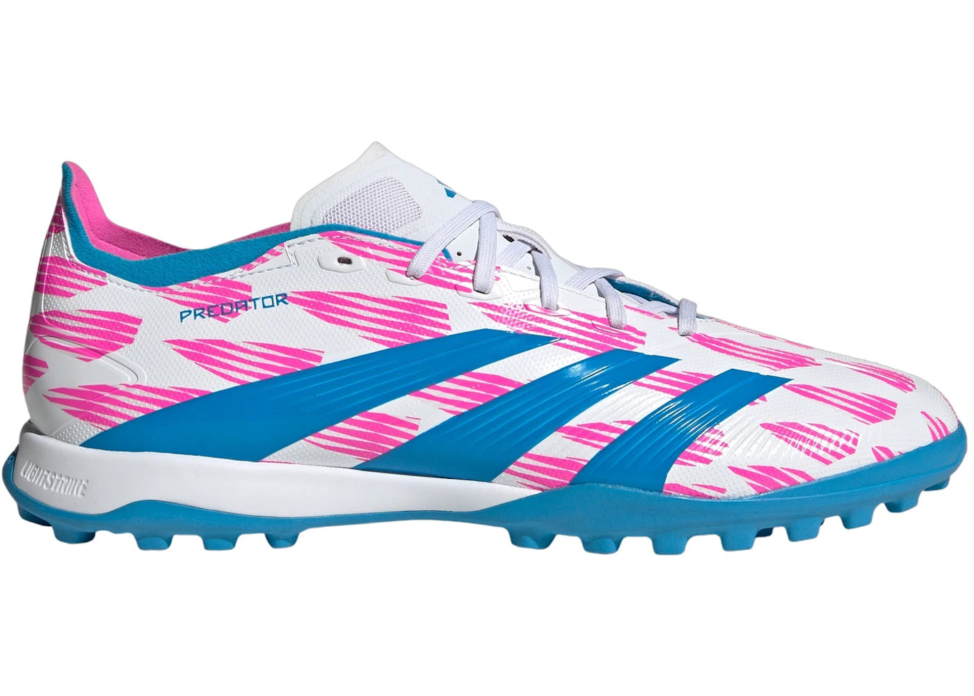 adidas Predator League Turf Cloud White Solar Blue Solar Pink