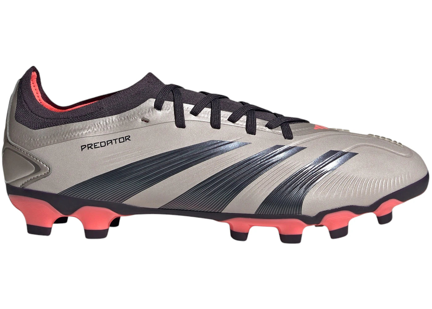 adidas Predator Pro MG Platinum Metallic Aurora Black Turbo