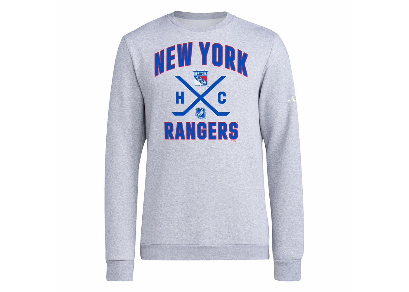 adidas Rangers Ice Hockey Long Sleeve Sweatshirt Medium Grey Heather/White/Multi