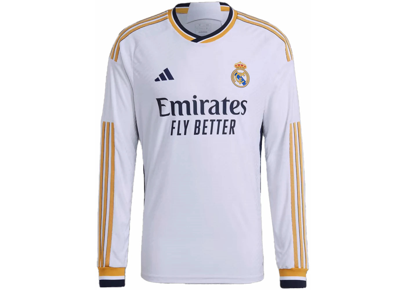 adidas Real Madrid 23/24 Long Sleeve Home Authentic Jersey White