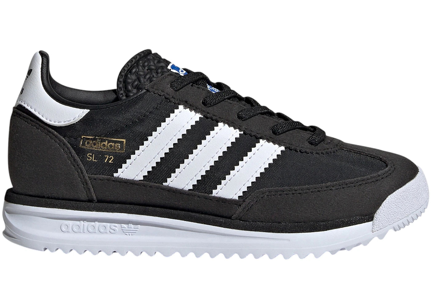 adidas SL 72 RS Elastic Laces Core Black Cloud White Blue (PS)