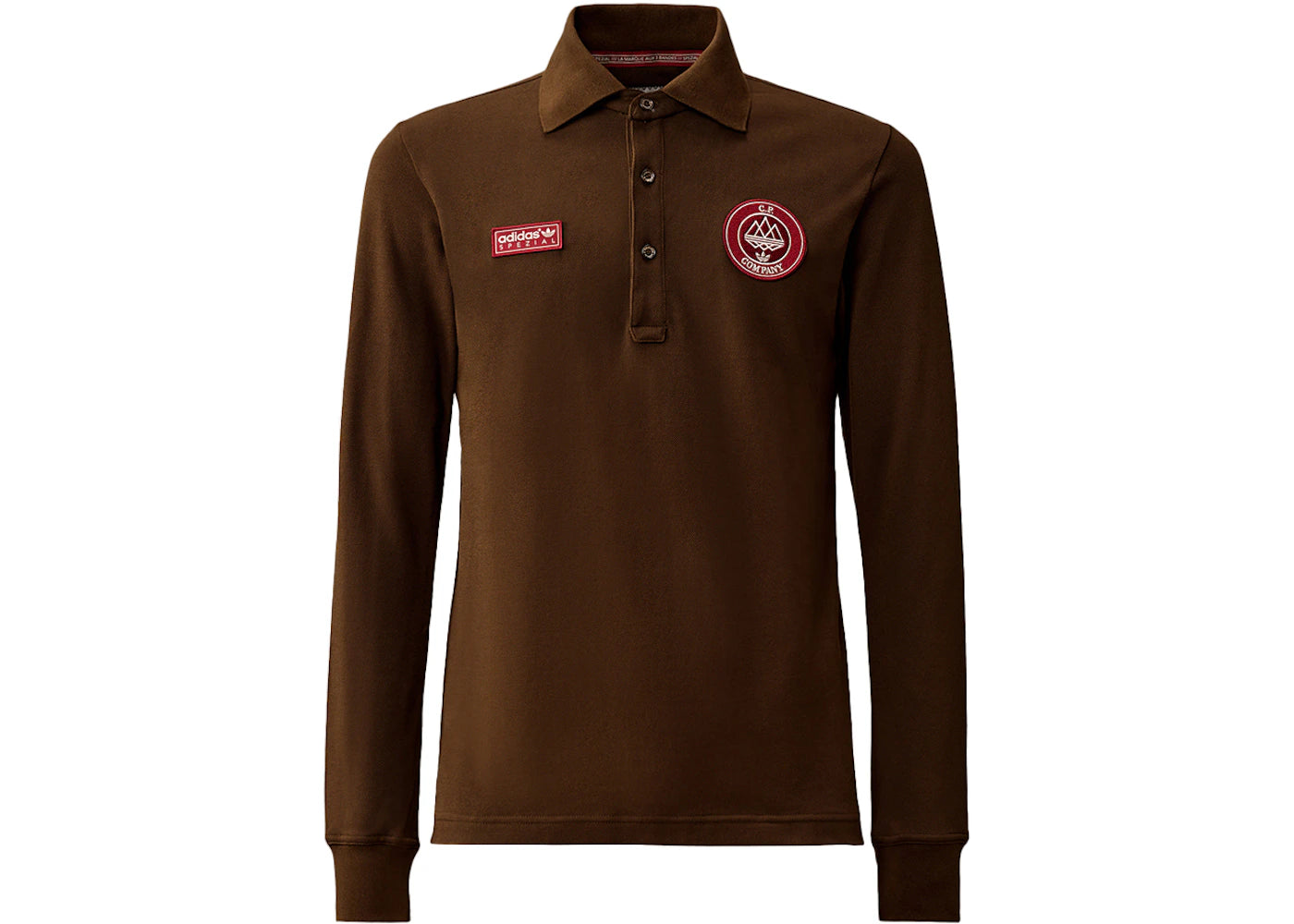 adidas SPZL x C.P. Company Solid Piquet Longsleeve Polo Carafe Brown