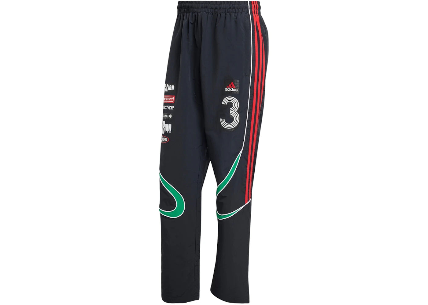 adidas Teamgeist Moto Trackpant Black Green Better Scarlet